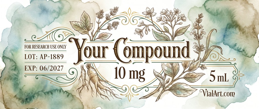 Apothecary label design generated with AI Label Studio by VialArt