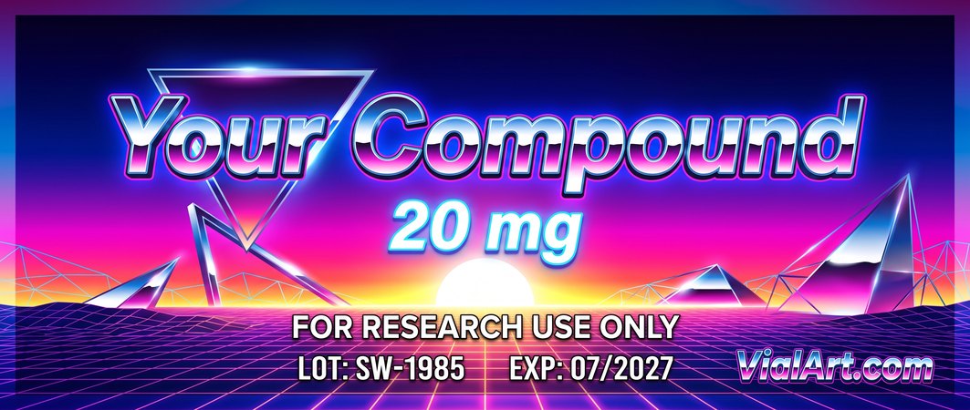 Synthwave label design generated with AI Label Studio by VialArt