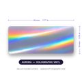 Custom vial label, 45 x 19 mm (1.77 x 0.75 in), die-cut rounded corners, holographic vinyl