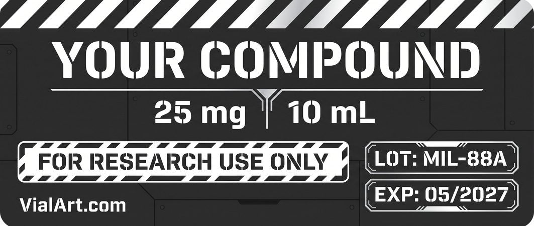 Aerospace Spec label design generated with AI Label Studio by VialArt