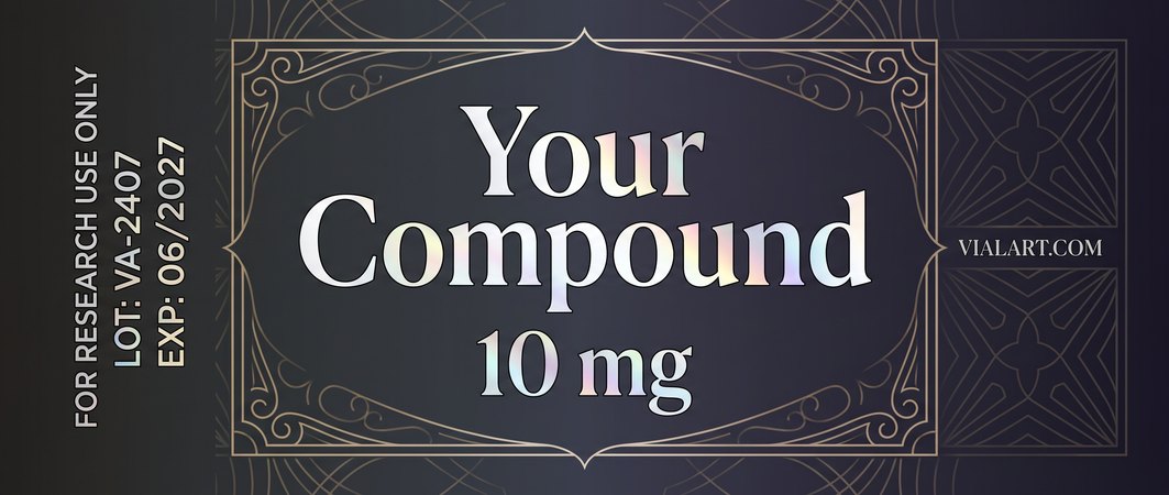 Luxury Pharma label design generated with AI Label Studio by VialArt